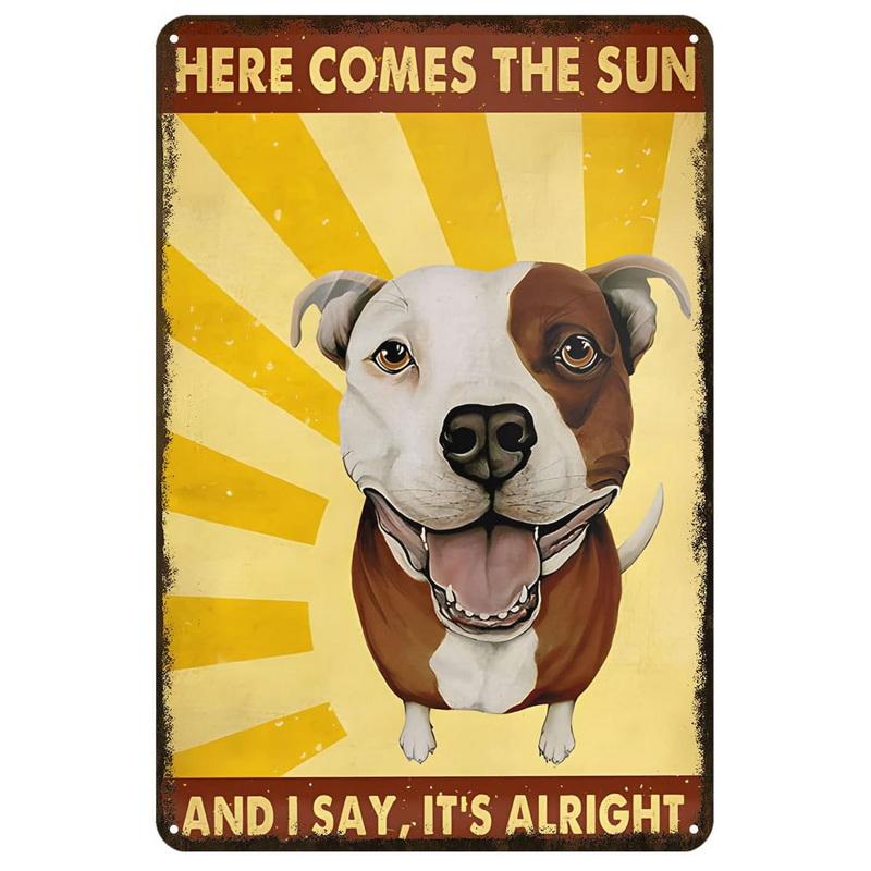 Dogs Metal Tin Signs Labrador Pitbull Wall Art Posters Plaque Vintage Iron Painting Decoration for Home Cafe Game Room Club Bar