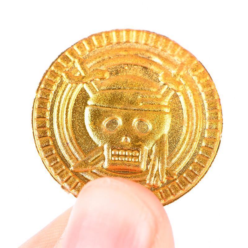 10Pcs Plastic Pirate Gold Play Coins Birthday Party Favors Treasure Coin
