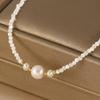 Elegant Baroque Freshwater Pearl Bead Choker Necklace With White Shell Pendant For Women Party Jewelry