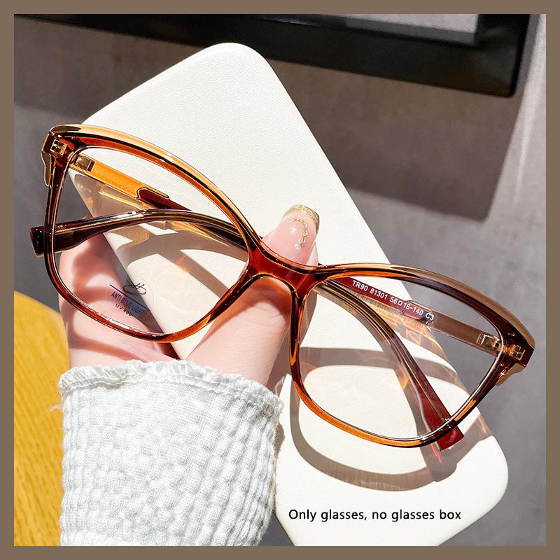 

Tr90 Anti-blue Light Glasses For Women Cat Eyes Personalized Myopia Glasses Frame Ultra Light And Fashionable TR81301 коричневий