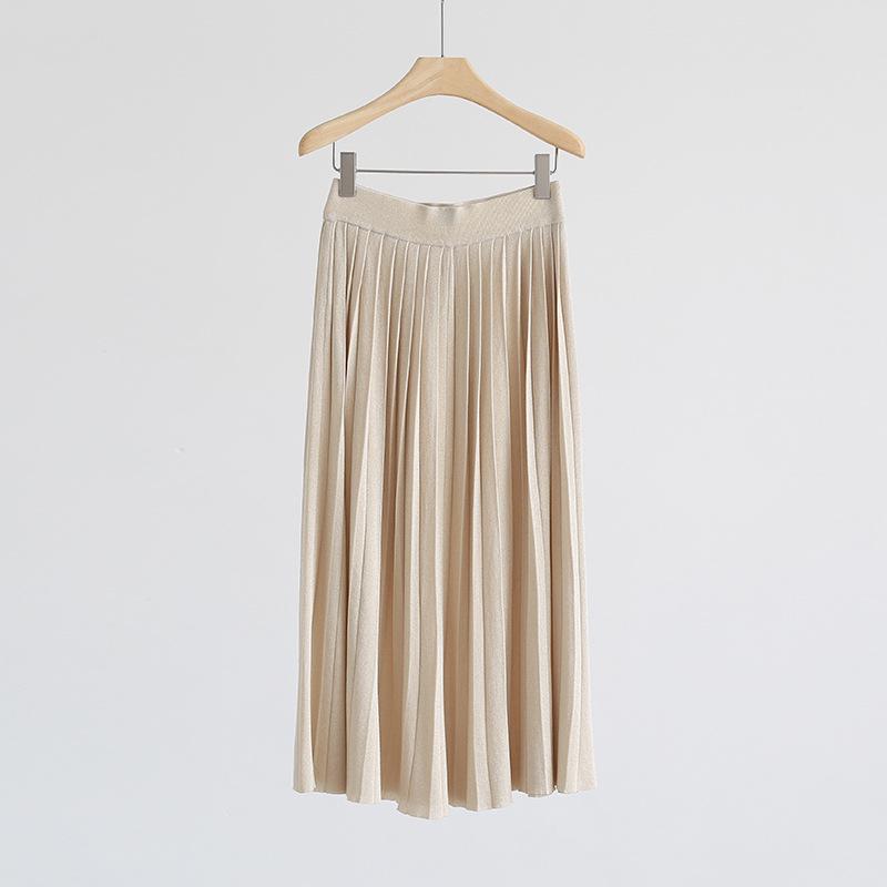 

Летняя блестящая плиссированная миди-юбка А-силуэта из тенселя One Size