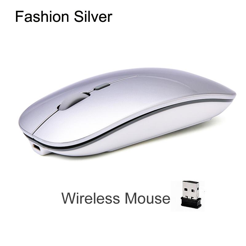 Erilles Rechargeable Optical Wireless Mouse Slient Button Ultra Thin Mini Optical Ultrathin USB 2.4G Mice for Computer Laptop
