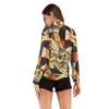 Fashionable and Casual Temperament Women's Retro Tops Printed Lapel Long Sleeve Chiffon Shirt Women