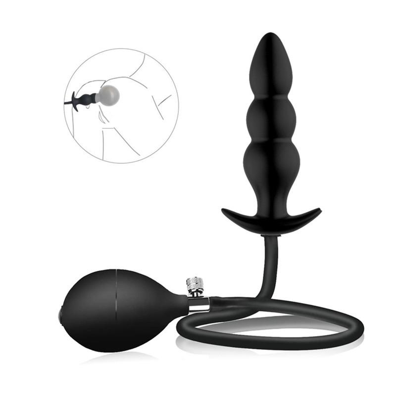Double Beads Vibration Inflatable Butt Plug Anal Beads Horseshoe Ring Anal Dilator Masturbation Device Adult Sex Product