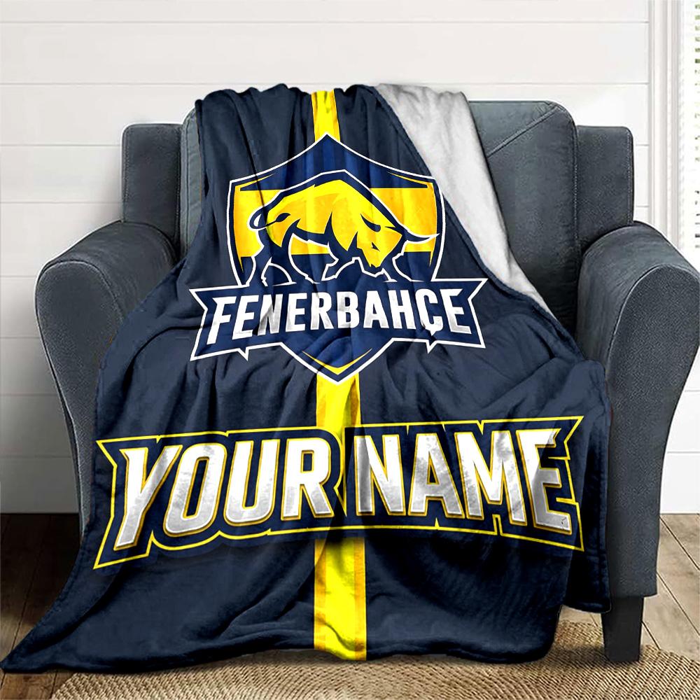 1pc Fenerbahçe Spor Kulübü Blanket with Custom Name, Gift, for Men and Women, Soft Blanket, Good for Sofa Bed Couch Travel, Lightweight Flannel Blanke