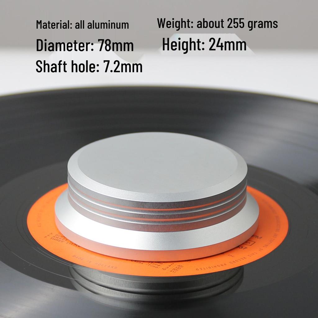 Aluminum LP Vinyl Record Stabilizer, Shock Absorber & Turntable Needle Press
