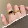 Golden Wheat Tiger's Eye Open Ring Vegetarian Ring Index Finger Ring Light Luxury Niche Ring