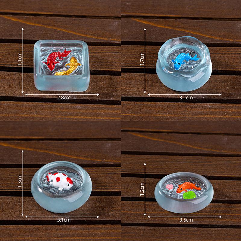 

Мініатюрний ляльковий будиночок з 4 шт./комплект, модель лялькового будиночка Koi Fish Tank, кругла модель акваріума, міні-прикраса для лялькового будиночка as the picture
