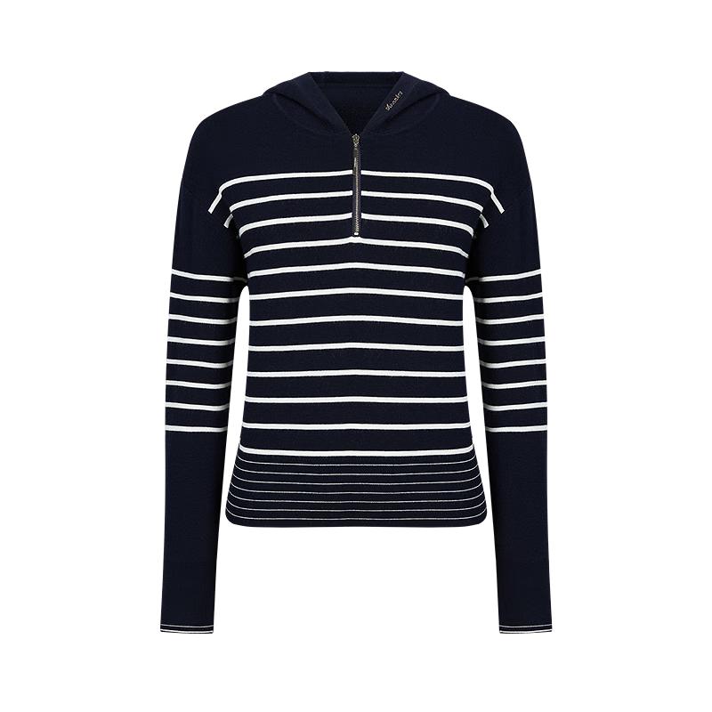 

JIUZI Anacole Women s Relaxed Fit Striped Hooded Knit Sweater L