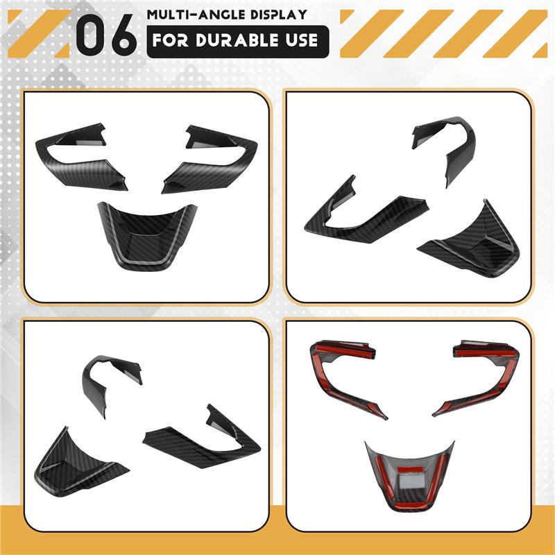 A03E-Car Steering Wheel Decoration Cover Trim Stickers For Suzuki Jimny Accessories, ABS Carbon Fiber