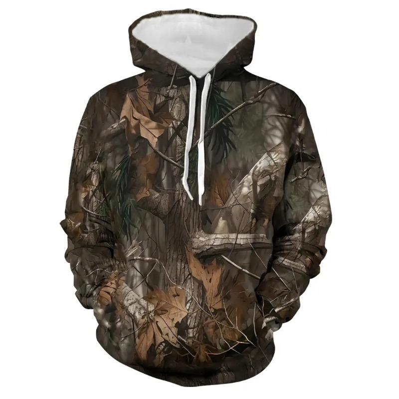 Frunze de toamnă de primăvară Camouflage 3D Hanorace, Bărbați/Femei Topuri largi Hanorac de designer Oversize Harajuku y2k Haine Pulover