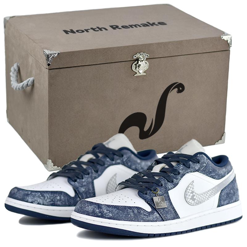 

Jordan Air Jordan 1 NR Подарунок Низькі Вінтажні Баскетбольні Кросівки Чоловічі Сині Білі 553558-141(Team679-S-BOX) 42.5