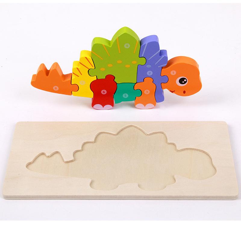 New High Quality Baby Wooden 3D Puzzle Game Cartoon Animal Intelligence Jigsaw Shape Matching Montessori Toys for Children Gifts