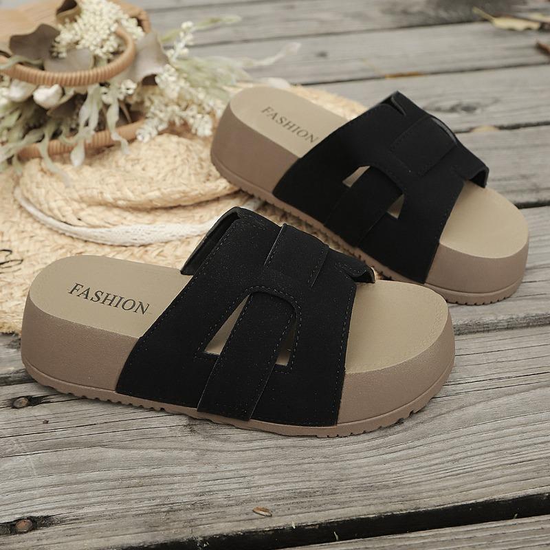 Women s platform slippers fashionable one-word cool slippers women s summer new slippers wear casual vacation beach shoes 36