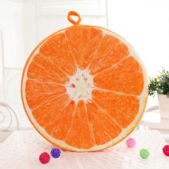 Myk rund pute Plysjpute Oransje Kiwi Vannmelon Fruktleker Seteunderlag