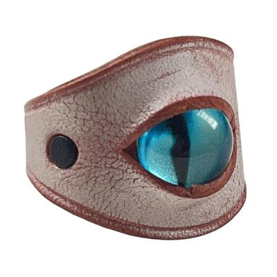 Vielseitiger Lederring aus Rindsleder mit blauen bösen Augen, handgefertigtes Fingerband für Männer und Frauen, modisches Party-Accessoire