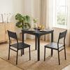 3 Piece Space-Saving Kitchen Table and Chairs, Dining Table Set for 2 with Metal Legs, Black Wood Effect