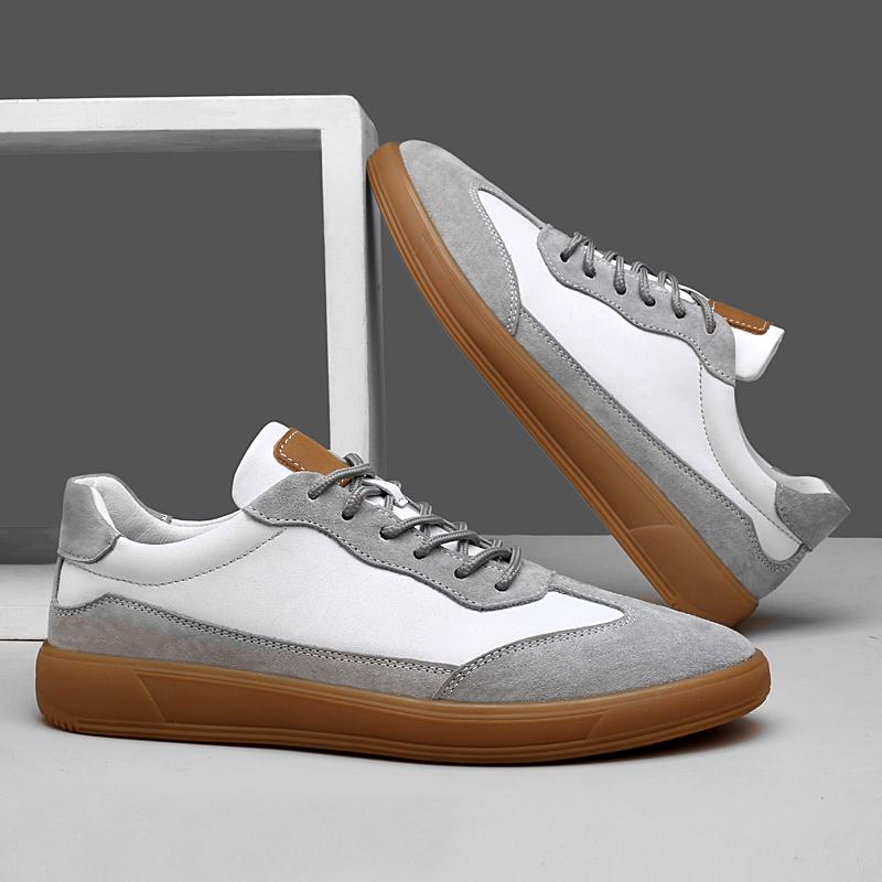 Herren Freizeitschuhe aus echtem Leder Leicht Atmungsaktiv Herren Sneaker Neuer Trend Schnürschuhe Tenis Masculino Luxusmarke Trainer