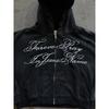 STREETRICH Y2K Gothic Unisex Hoodie Casual Chic Fashion Loose Fit Letter Print Basic Cardigan Sweatshirt Rock Punk Hip Hop Retro Streetwear