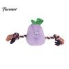 Aggressive Chewer Toy Stuffed Vegetable Dog Toy, Interactive Squeaky Chew Plush Carrot Eggplant Green Pepper with Rope Arm for Tug-of-war, Small