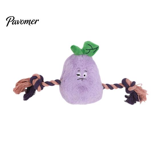 Aggressive Chewer Toy Stuffed Vegetable Dog Toy, Interactive Squeaky Chew Plush Carrot Eggplant Green Pepper with Rope Arm for Tug-of-war, Small