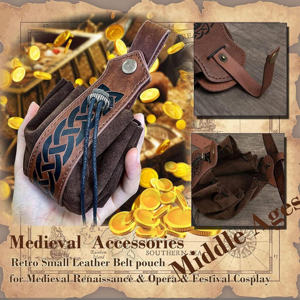 Halloween Renaissance Belt Pouch Coin Purse Phone Holder Skirt Hikes Medieval Viking Pirate Leather Belt Costume Sets