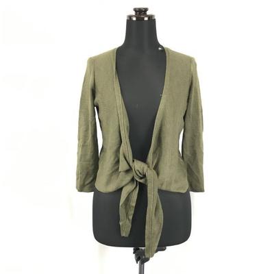 100% Silk 3/4 Sleeve Cardigan/Women’s Size P/Khaki/(USED)