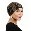 Soft Material Hijab Inner Undercap Glitter Floral Print Chemo Head Wrap For Hair Loss