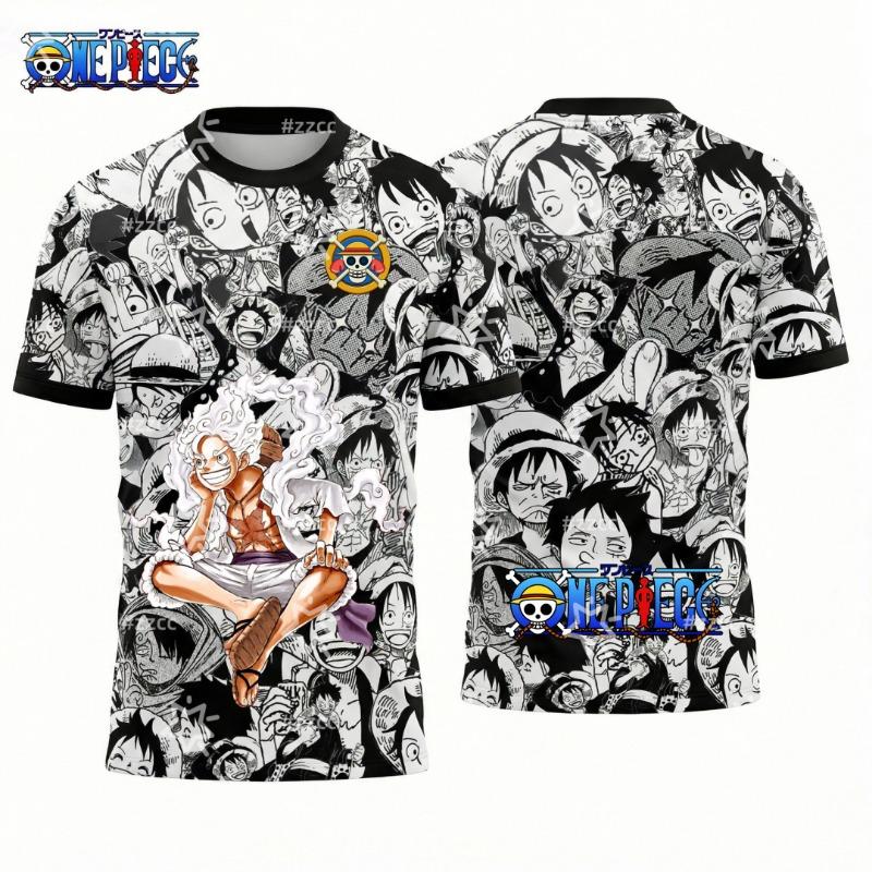 One Piece's Monkey D. Luffy graphic T-shirt Japanese anime football jersey Sports Dry Quickly Men's T-Shirt Kid's Clothing Tee