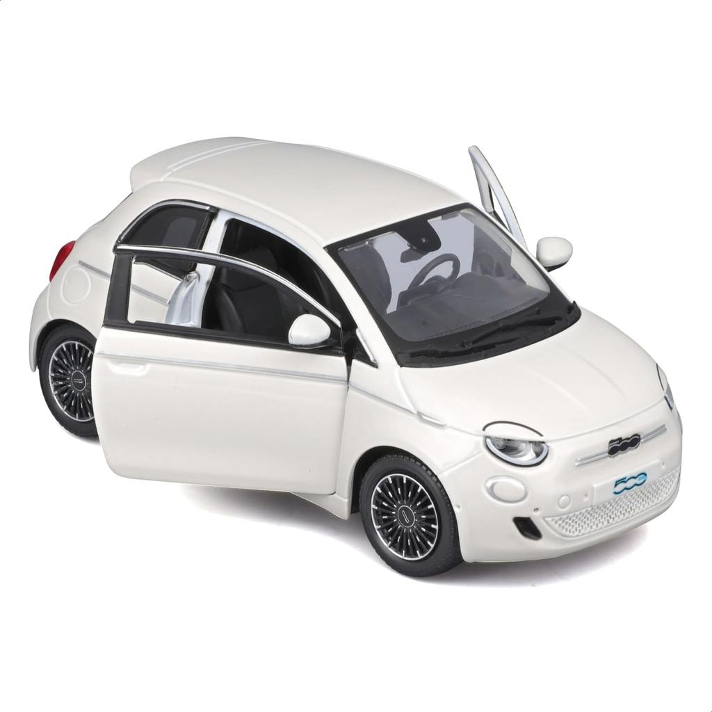 Bburago 1/24 Scale Fiat 500e 2023 White Diecast Model Car, Finished Product, 18-21110 WT