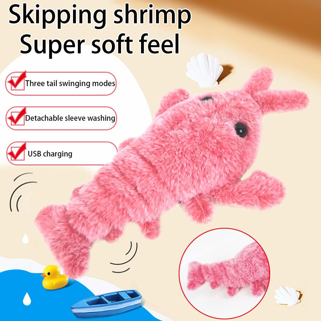 Jouet électrique pour chat sauteur, Simulation de mouvement de crevette, homard, jouets électroniques en peluche pour chien, chat, jouet Animal en peluche pour enfants