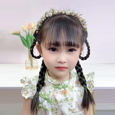 Fresh Forest Style Leaf & Pearl Headband for Girls-Tulle Braided Hair Accessory, Elegant & Natural,Perfect for Little Princesses