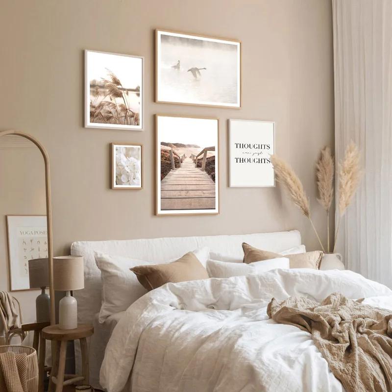 Stampa Nordica Stile Boho Tramonto Paesaggio Naturale Poster Mindfulness Arte Astratta Pittura Murale Nordica Immagine Decorazione Stanza