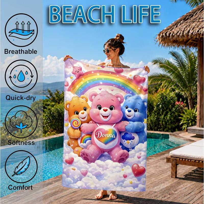 Rainbow Bears Beach Towel, Microfiber Beach Towel, Perfect For Pool, Beach, Travel, Home Decor Beach Party Fan gifts