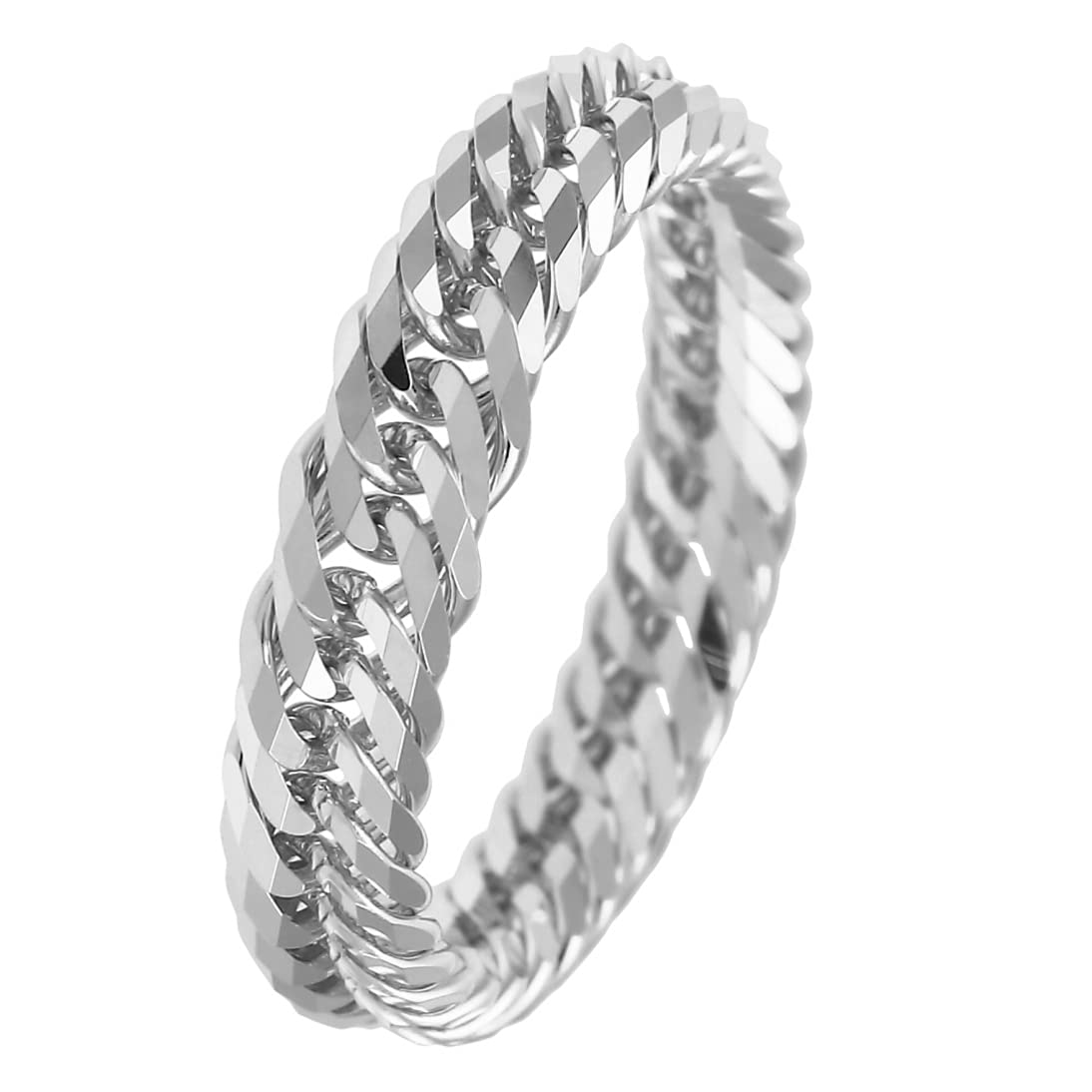 

Pt850 Triple Chain Kihei Platinum Made in Japan Inner Diameter Outer Diameter Silver [FAIRY CULLET] 12-Sided Ring, (Size 15, 17.66mm, 21.06mm),