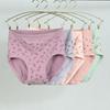 3 ks Dámské bavlněné kalhotky Vysokopásé kalhotky Módní dívčí kalhotky s květinovým potiskem Prodyšné dámské spodní prádlo nadměrných velikostí