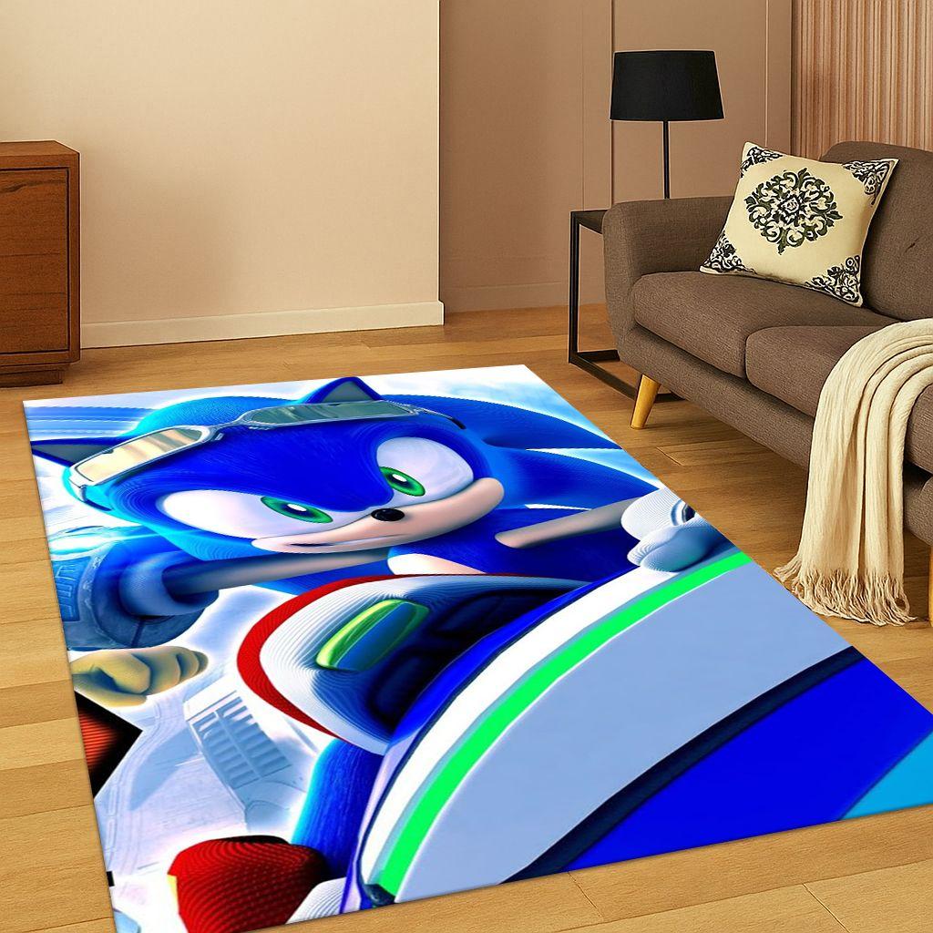 Classic S-Sonic Game Cartoon Hedgehog Carpet Rug for Bedroom Living Room Sofa Home Decor,kids Area Rug Non-slip Floor Mat Gift