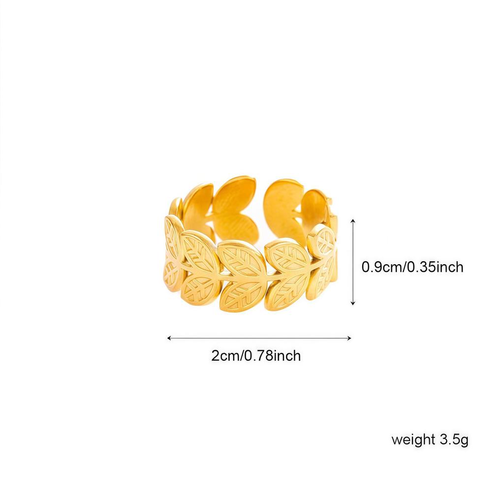 Elegant 18K Gold-Plated Geometric Stainless Steel Ring with Natural Stone, Adjustable for Women