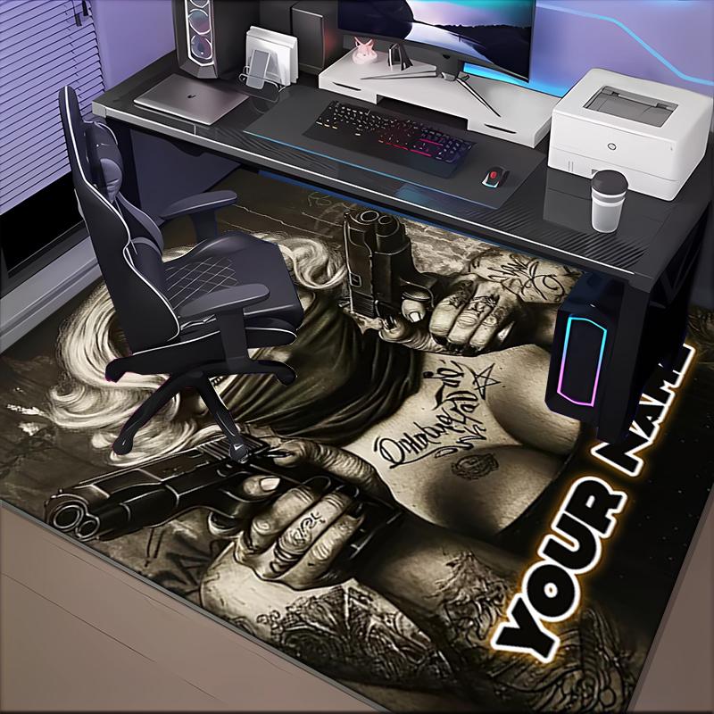 1PC Custom Name "Rebel Cause" Theme Floor Mat Ideal for Living Room, Game Rooms, Office, Bedroom, Office Floor Mat , Floor Mats for Home