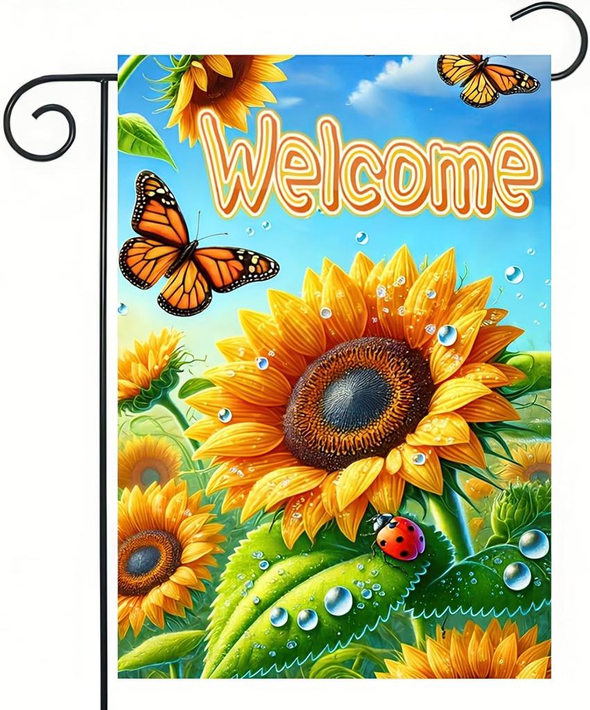 Welcome Summer Fall Garden ag 12x18 Double Sided Autumn Sunower Garden ag Farmhouse Thanksgiving Holiday Outdoor Decor WZZ