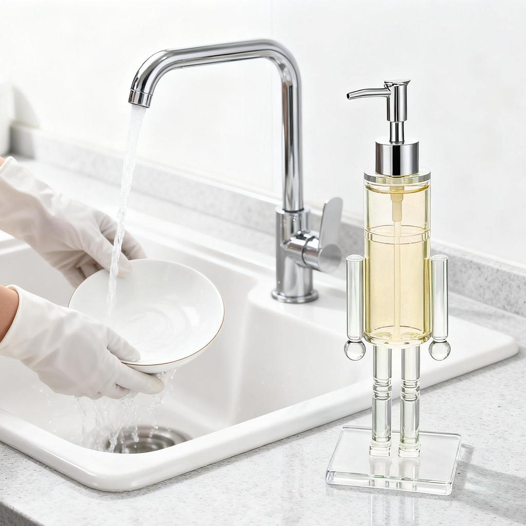 Dispenser Sapone Acrilico Trasparente Bottiglia Ricaricabile Dispenser Sapone di Natale Per Lavello Cucina Per Piano di Lavoro Decorazione Casa Ufficio Appartamento