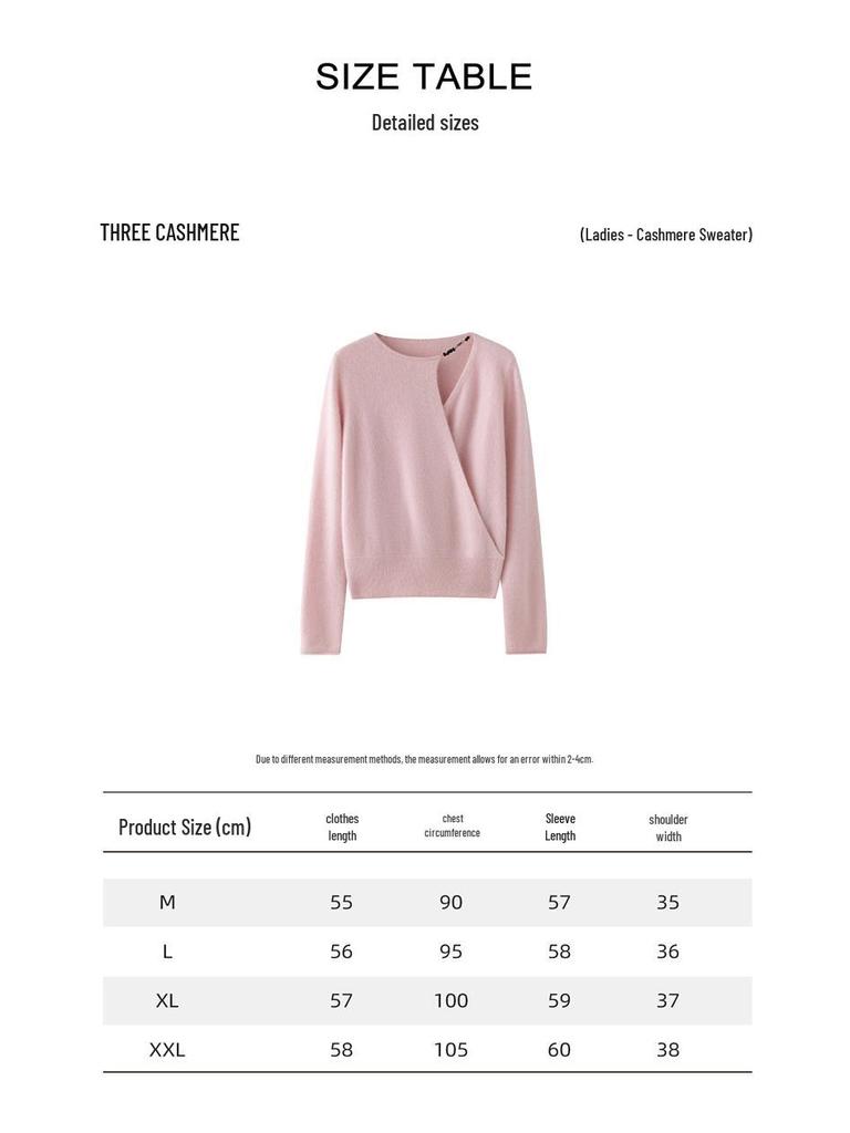 Women's Asymmetrical Cross-Collar Cashmere Sweater with Rolled Cuffs – Elegant Autumn/Winter Knitted Base Layer