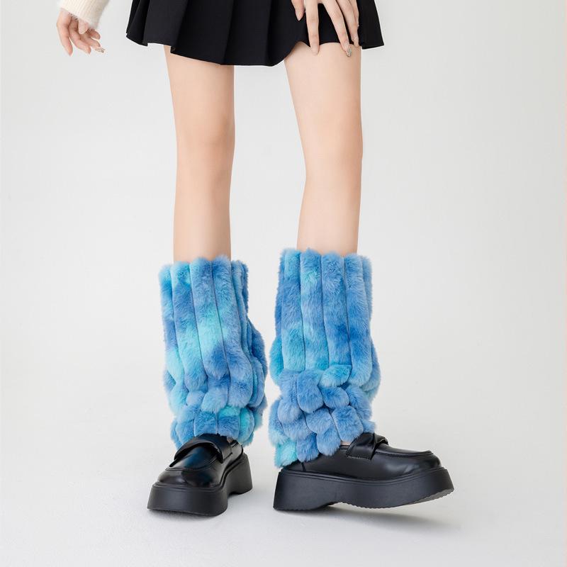 Knit Skull Lace-Up Wide Flare Leg Warmers for Women
