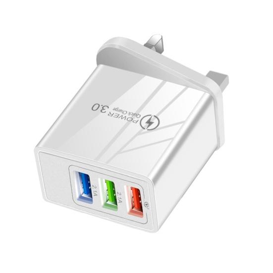 

PD36W QC3.0 Mini 3 Ports Quick Charger Adapter US/EU/UK Plug for Home/Office UK білий