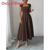 Polyester Solid Color A Line Dress With Splicing Details For Daily Wear