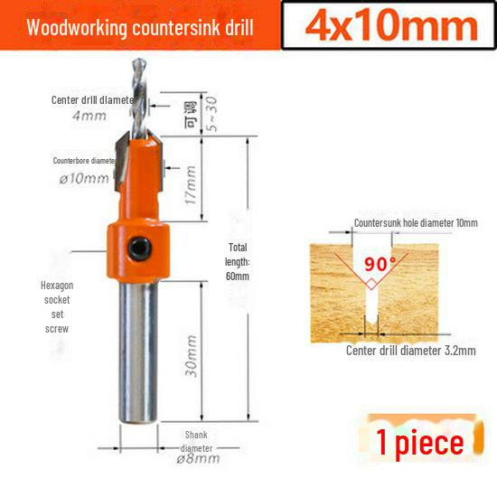 Woodworking Countersink Drill with Alloy Cone Head for Screw Installation, Step Drill for Salad Drill.