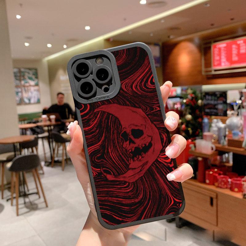 Fashin Skeleton Skull Pattern Phone Case For iPhone XR X XS 12 13 11 14 Plus Pro MAX 7 8 Plus SE 2020 Soft Silicone Back Covers