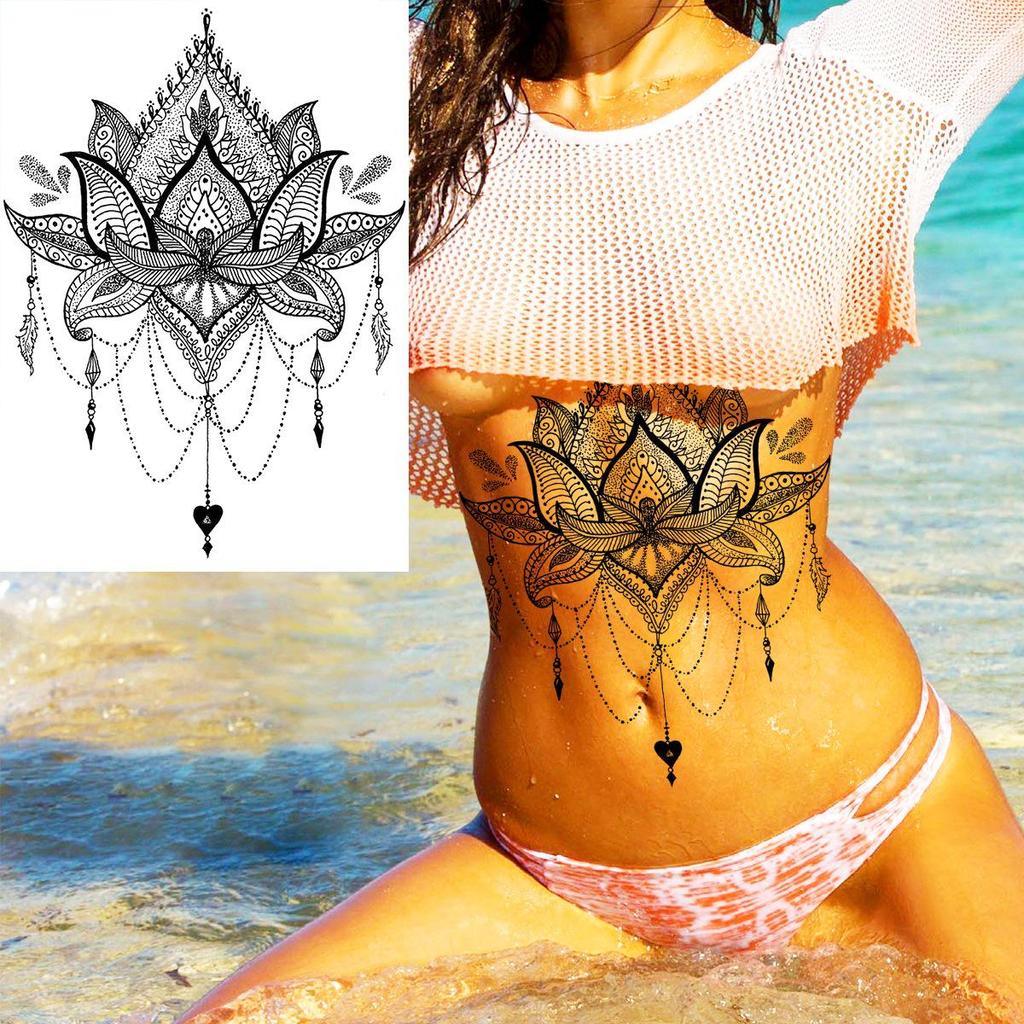 Cross Henna Art Temporary Tattoo Sticker for Arm and Neck