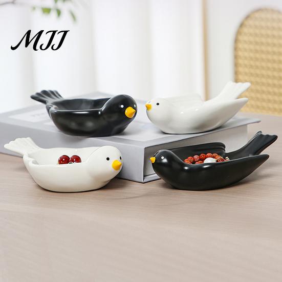 Cute Jewelry Organizer Dish Bird Shaped Storage Tray, Ceramic Stable Sturdy Base Organizer, Decorative Desktop Compact Size Dish, for And Dice