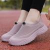 Women Lightweight Breathable Flyknit Mesh Slip On Casual Sports Shoes Thick Sole Non Slip Flexible Walking Sneakers